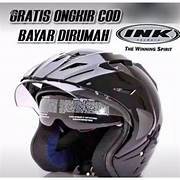 HELM DOUBLE VISOR ORIGINAL MERK FNY WARNA HITAM DOP
