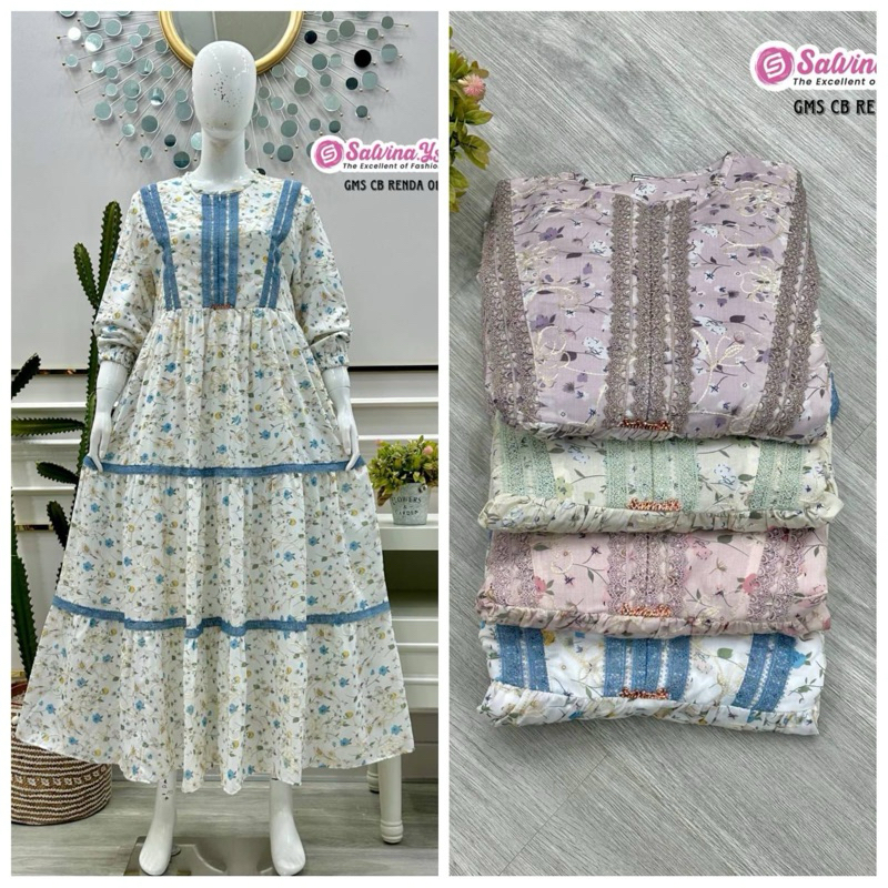 Gamis Salvina Ys Katun Bordir Motif REZI