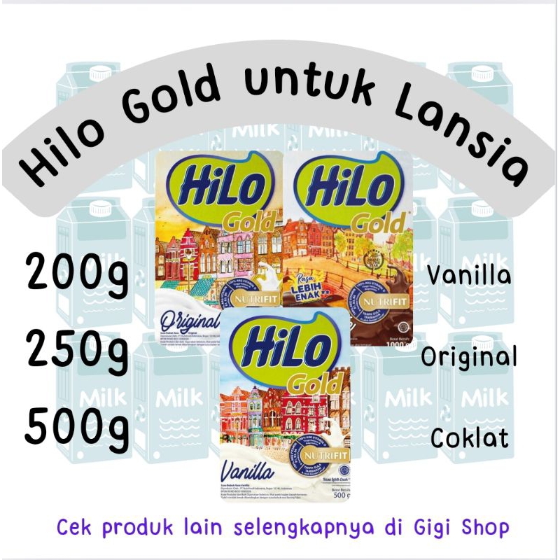 

Hilo Gold 200g 250g 500g | Susu Dewasa Lanjut usia Tinggi Kalsium