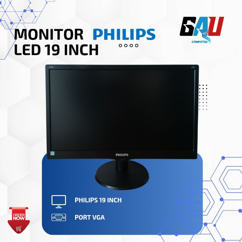 MONITOR LED PHILIPS 19 INCH WIDE GERATIS KABEL VGA+POWER