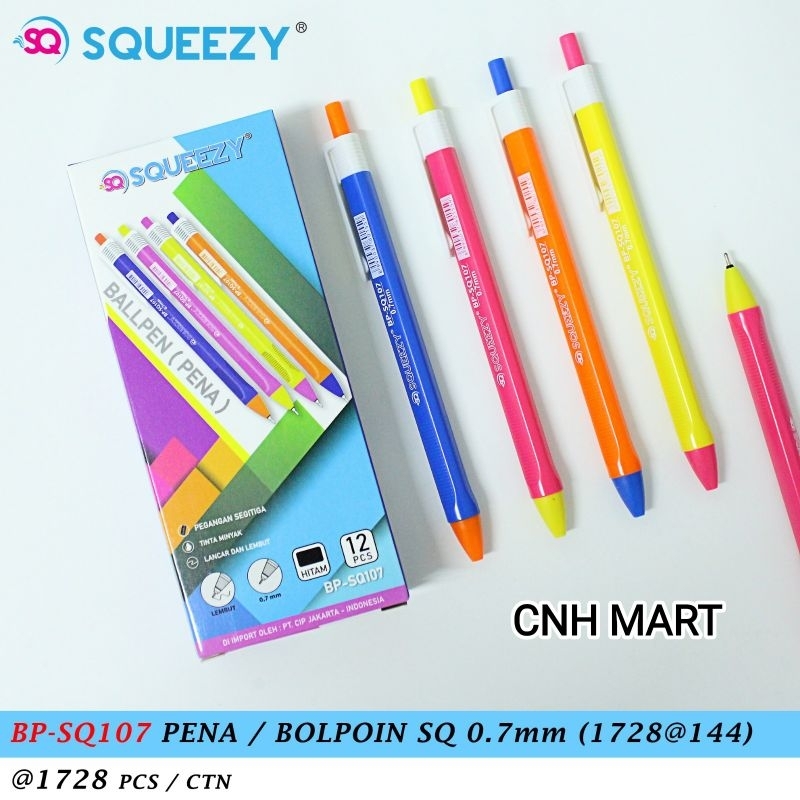

Pulpen Gel Cetek Tinta / Gel Pen SQ 107 Cetek Hitam 0.7 MM -Pena Cetek SQUEEZY Casing Warna - Warni Harga 12 Pcs