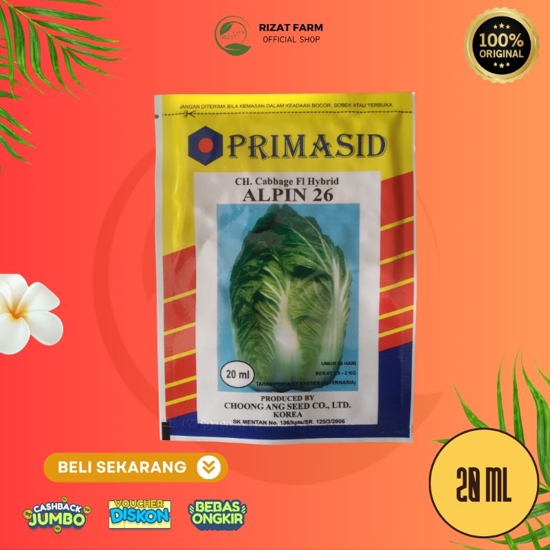 

PRIMASID Benih Kol CH Hybrid Alpin 26 - 20ml, Tahan Penyakit Kresak
