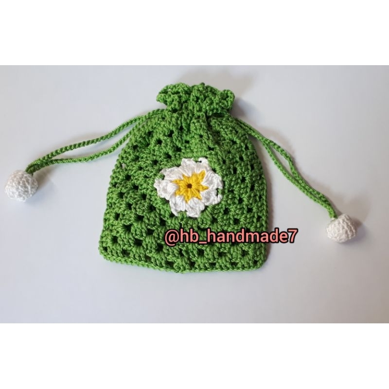 Tas Rajut Serut bunga Daisy