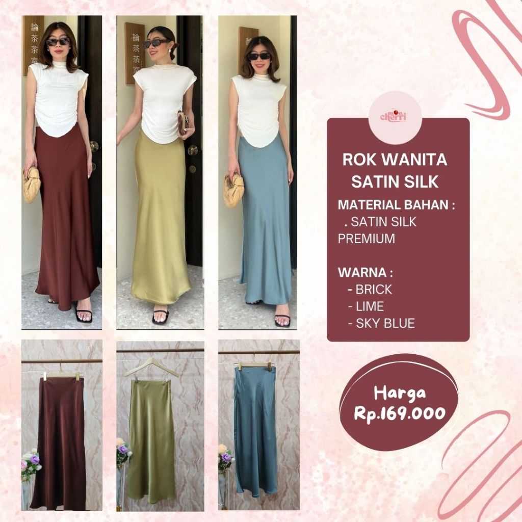 Rok Wanita Satin Silk / Rok Wanita Bahan Satin Silk
