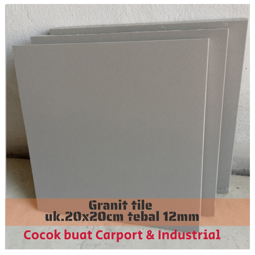 Granit lantai 20x20 Cement Grey Matt Tebal 12mm Original Granite Tile Cocok Buat Carport / Industri