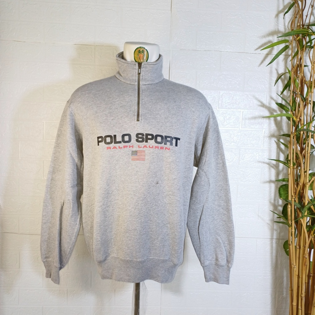VINTAGE CREWNECK ZIPHALF POLO SPORT RALPH LAUREN, SZ L-XL (SECOND BRANDED) CN0199