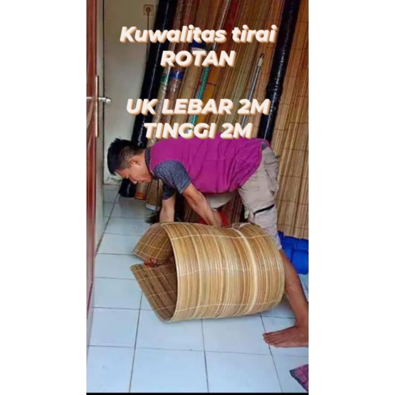 Tirai krey rotan outdoor indor uk 2x2 tirai sudah dilengkapi dengan kerekan besi