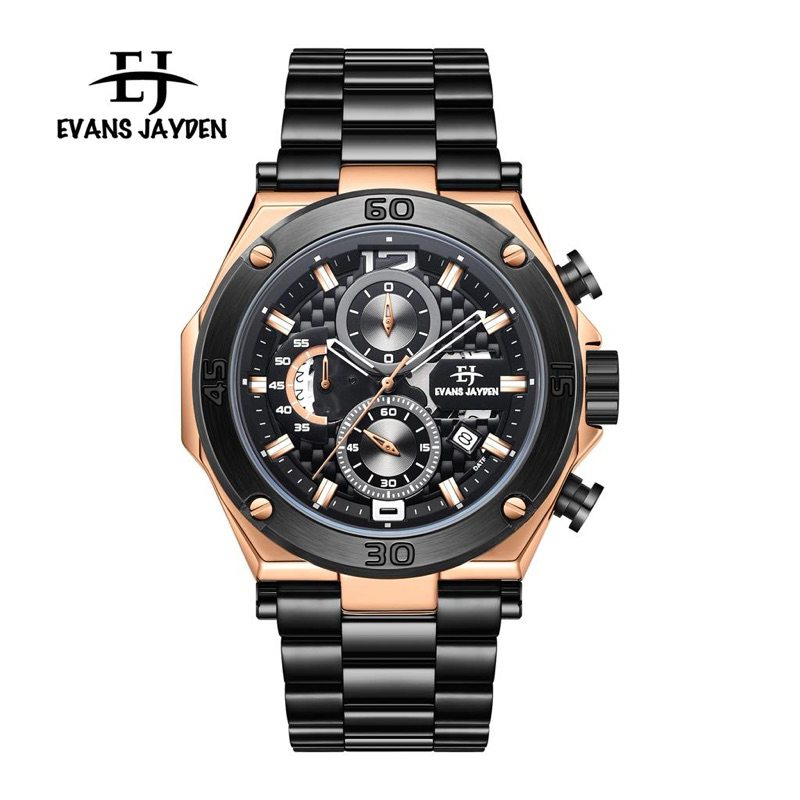 New Jam Tangan Pria Evans Jayden 9839 Original Chrono Aktif Bergaransi Include Fullset