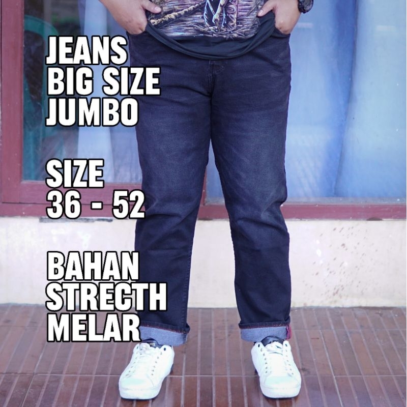 CELANA JEANS JUMBO PRIA BAHAN MELAR