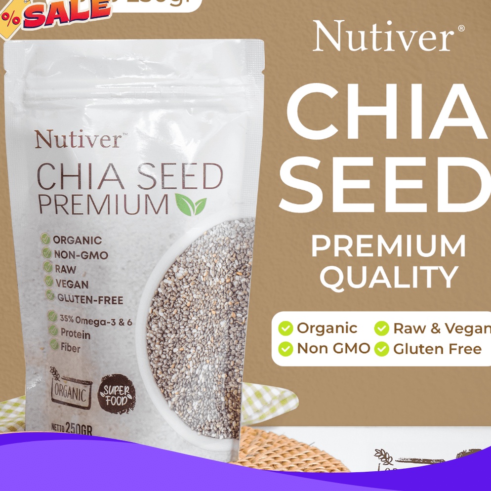 

MURAH MERIAH NUTIVER CHIA SEED ORGANIC PREMIUM BIJI CIA SEED MEXICO 25GR SUPER FOOD MAKANAN DIET SEHAT 25 GR