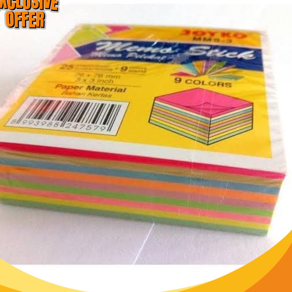 

DISKON BESAR Memo Stick MMS3 9Warna25lembarMemo PelekatSticky Note MMS3