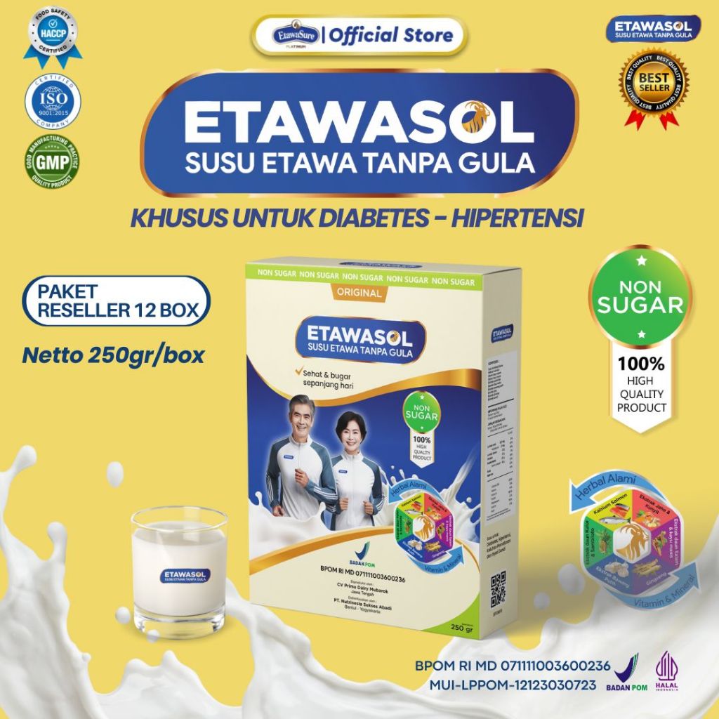 

Etawasol - Susu Etawa Bebas Gula Atasi Diabetes, Hipertensi, Nyeri Sendi dan Pernafasan - 12 Box