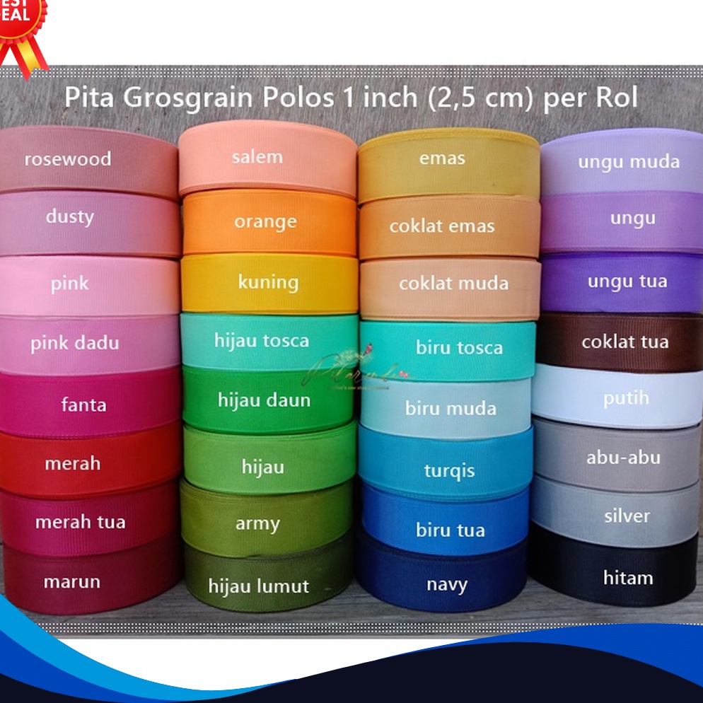 

SUPER Pita Grosgrain Pita Salur Polos 25 cm Murah per rol