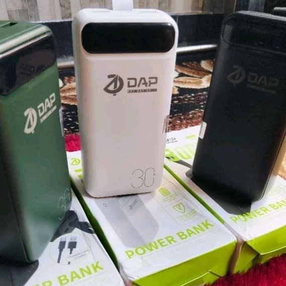 Power bank DAP model  D P130 kapasitas 30000MAh  COLOKAN MICRO SAMA TIPE C/LED Battery Indicator Pow