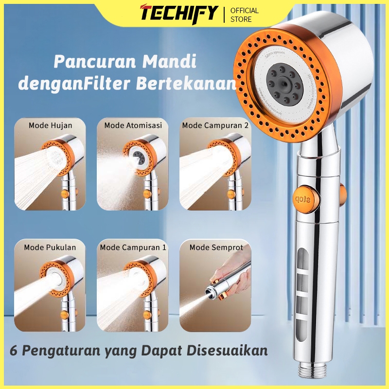 Kepala Shower Kamar Mandi Saringan Bawaan / 4-Mode Hand Shower Tekanan Tinggi Dapat Menyesuaikan Tek
