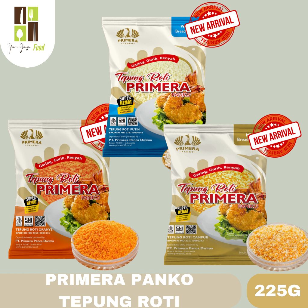 

Primera Panko Tepung Roti / Bread Crumbs / Tepung Panir Mix [ Campur ] / White [ Putih ] / Orange Kemasan 225g