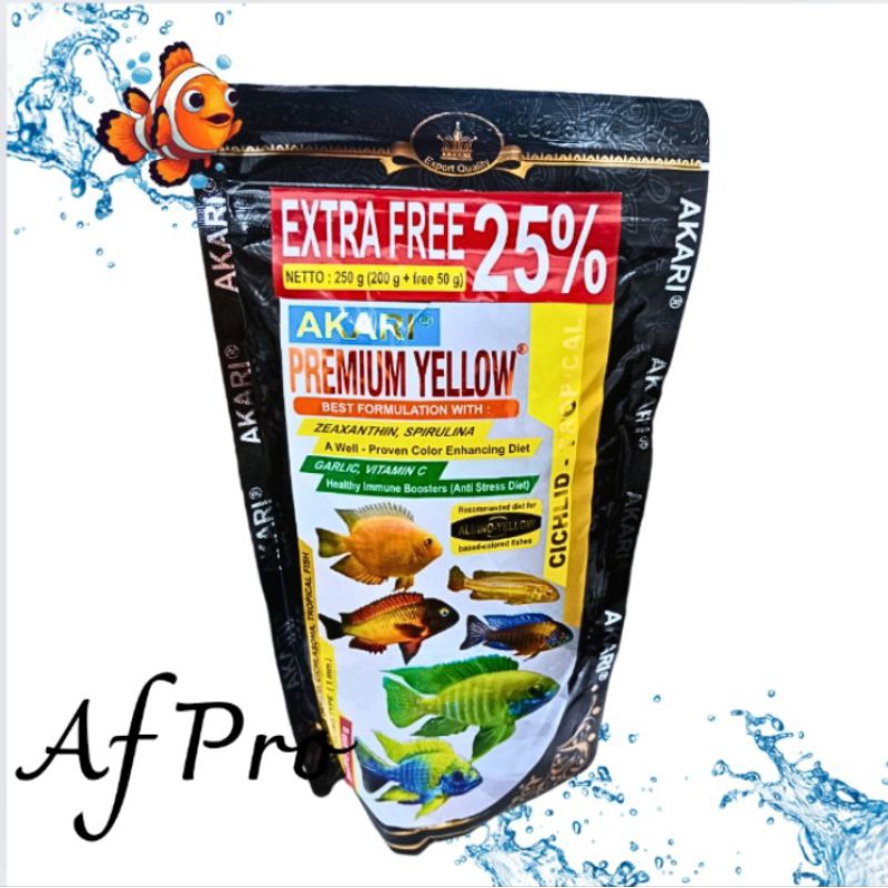 MAKANAN IKAN AKARI PREMIUM YELLOW CHICHLID TROPICAL 250GR