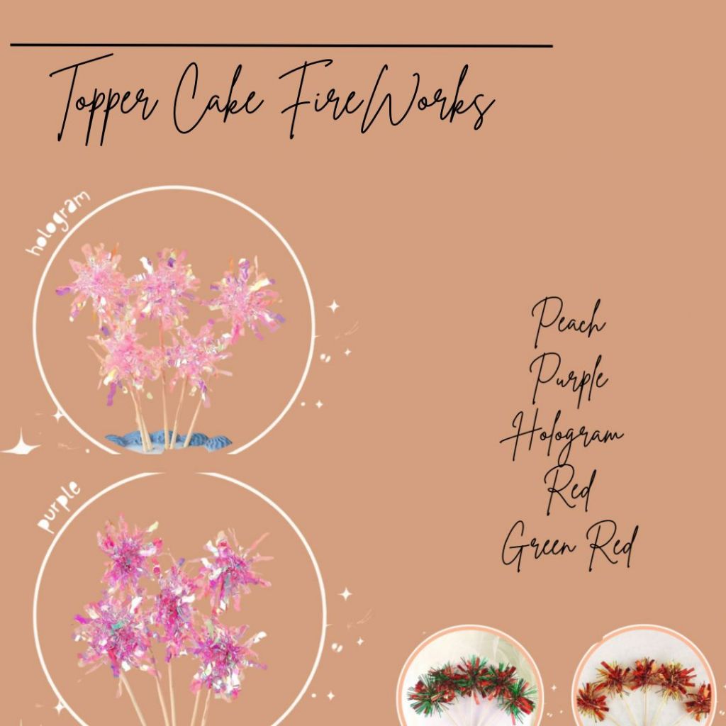 PALING MURAH FIREWORKS TOPPER Cake topper hiasan kue cake cupcake kembang api fireworks (mainan) yam