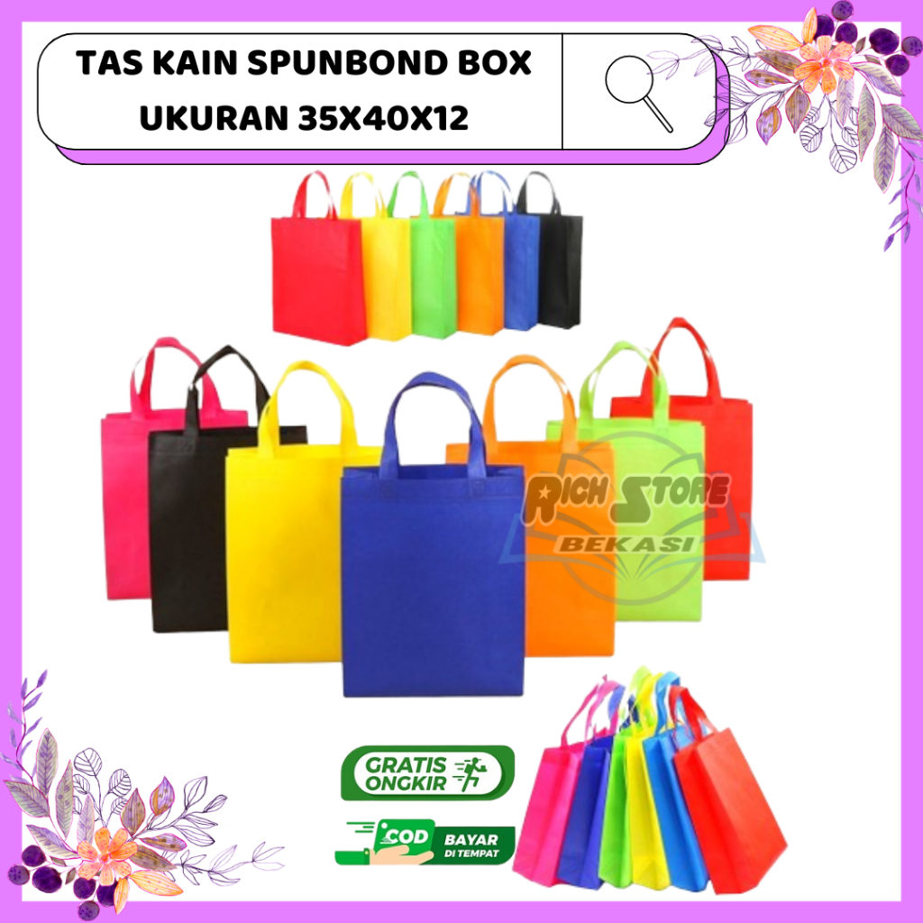 

TAS KAIN SPUNBOND BOX 35x40x12 KANTONG 75grm Per Lusin