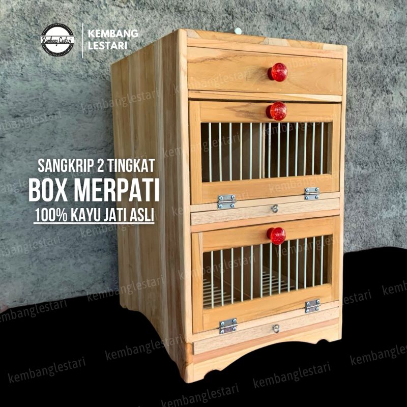 BOX KAYU SANGKAR KANDANG MERPATI BOK TAS BURUNG KAYU JATI