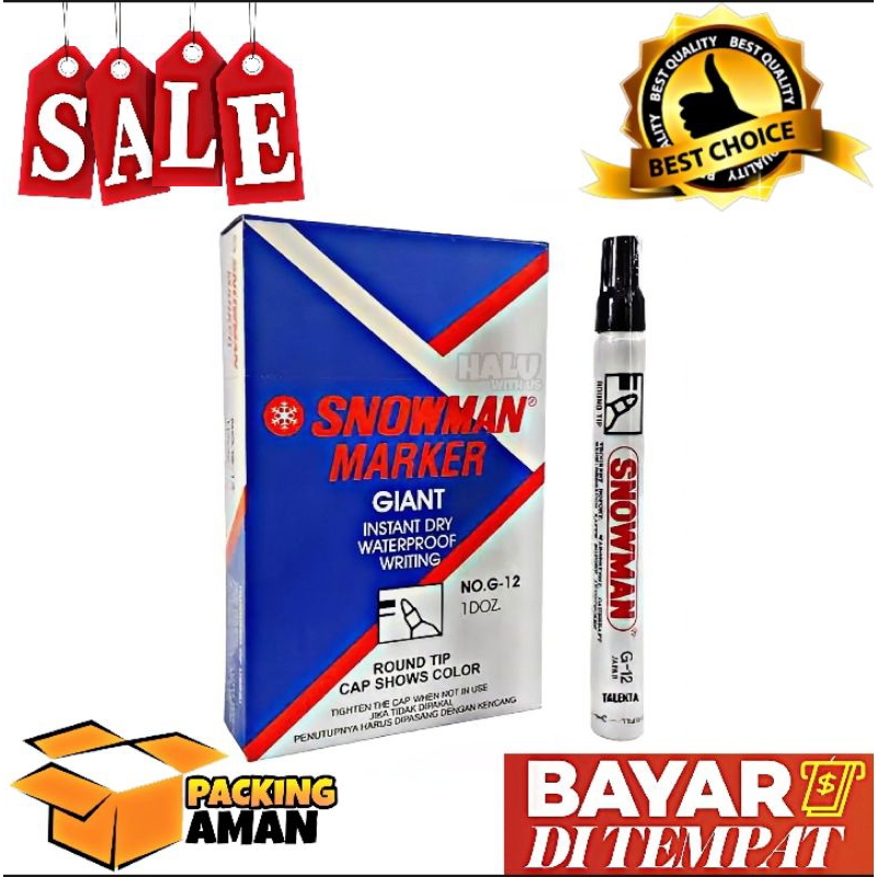 

(BISA COD) PROMO 1 Pcs Spidol Marker Permanent SNOWMAN G-12 / Alat Tulis / Alat Mewarnai