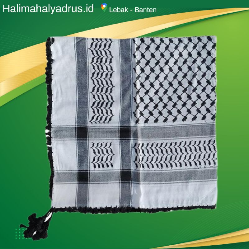 Kain Sorban Syal Palestina Motif Catur Hitam Putih Size Dewasa Merk Arafat