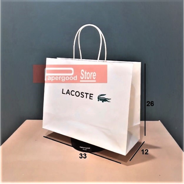 

Paper bag Lacoste landscape putih 2 sisi
