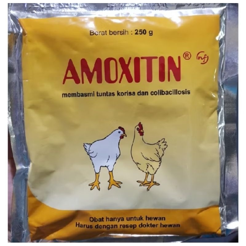 AMOXITIN 250 gram OBAT AYAM PILEK NGOROK KORISA DAN COLIBACILLOSIS AYAM