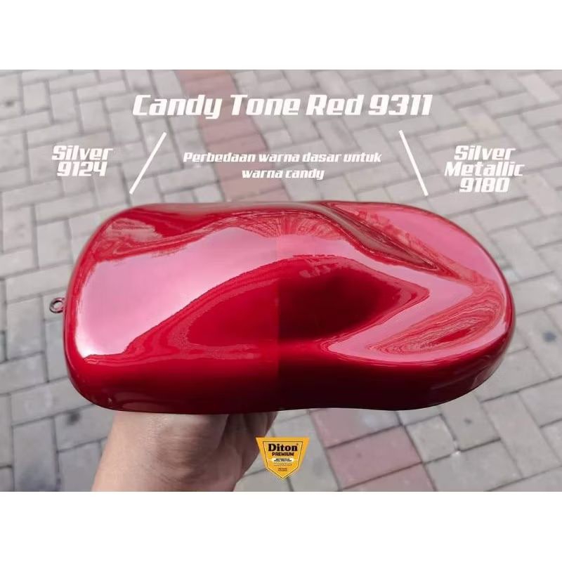 Pilok Merah Candy Red 9311 Bening Metalik Diton Premium Cat Semprot Sepeda Motor Mobil Velg