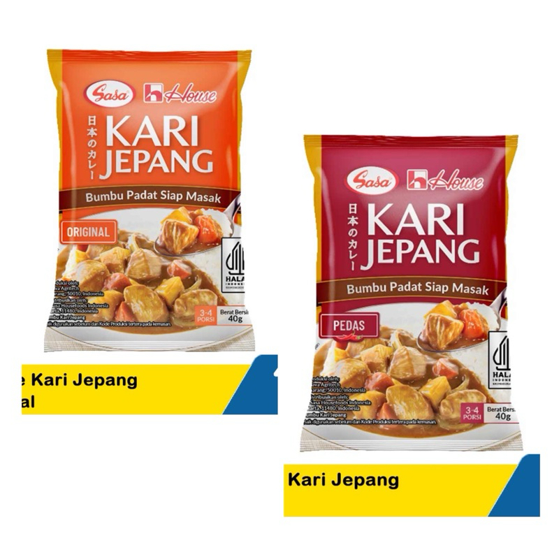 

sasa house kari jepang tersedia varian original dan pedas kemasan 40 gram bumbu padat siap masak