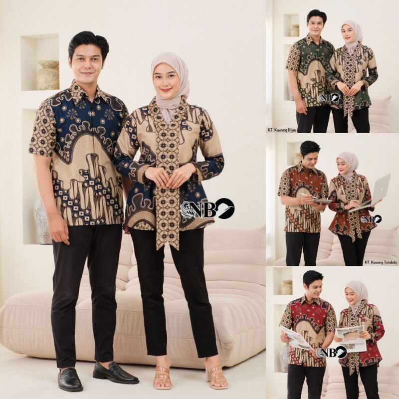 Batik Couple Atasan Batik Baju Batik Couple Modern Blouse dan Hem Lengan Pendek