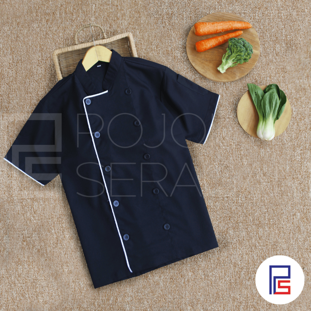 Chef Jacket | Baju Koki | Baju Cook | Seragam Koki Hitam Lengan Pendek