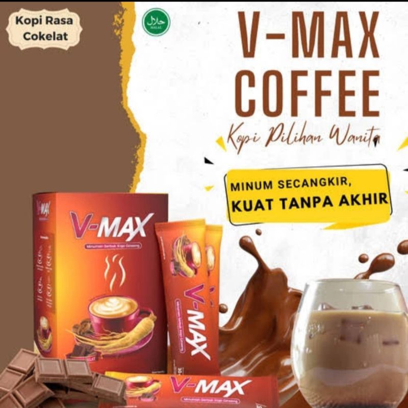 

Kopi V-Max Rasa Cokelat Kopi Gingseng Herbal Penambah Stamina Wanita