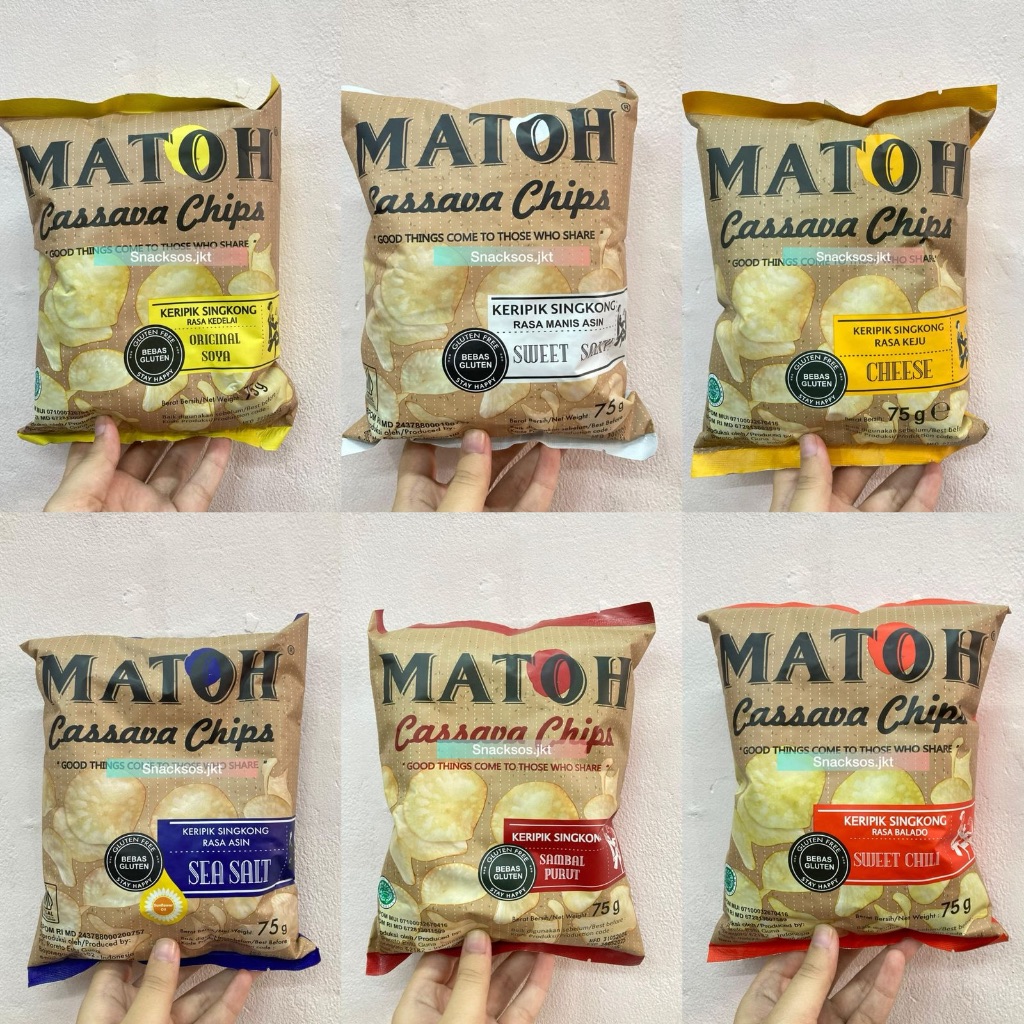 

MATOH CASSAVA CHIPS CHEESE / ORIGINAL SOYA / SWEET SALTY / SAMBAL PURUT / SEA SALT / SWEET CHILI - KERIPIK SINGKONG