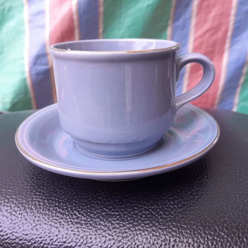 Cangkir + lepek Keramik Sango warna Light Grey isi 12 pcs