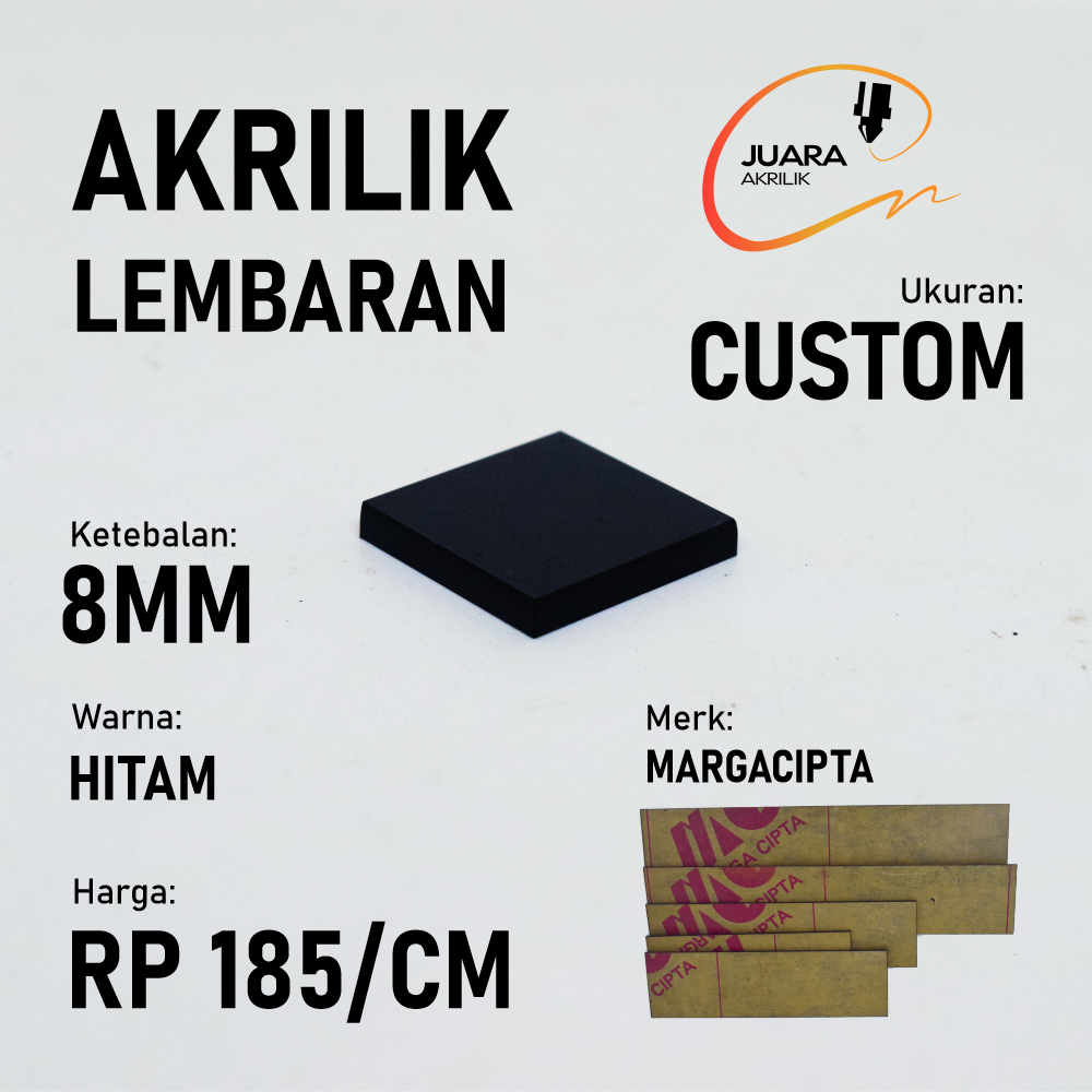 Akrilik Lembaran 8mm Costum| HITAM