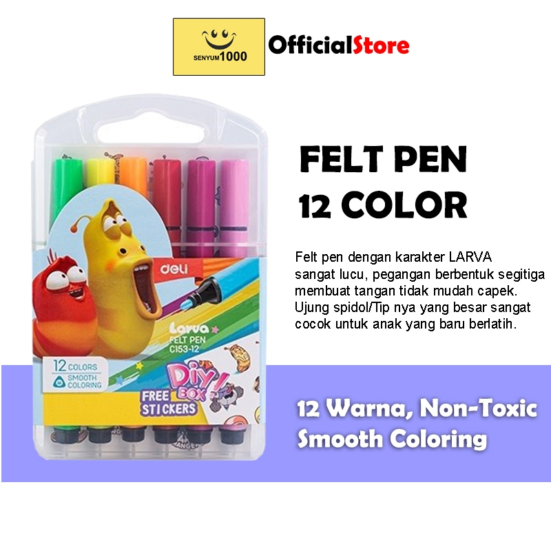 

Deli | Felt Pen (Spidol Warna) Larva | 12 Wwarna | C153