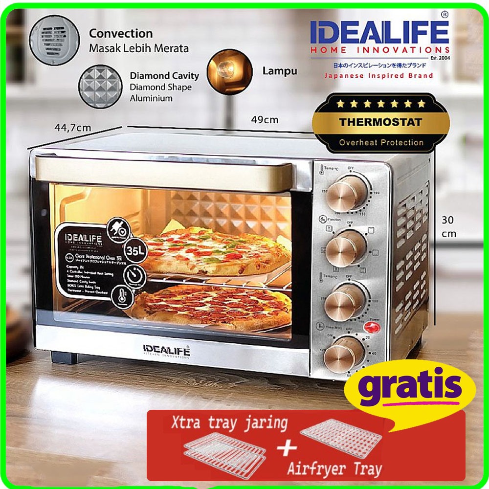 OVEN IDEALIFE + AIR FRYER IDEALIFE IL 335 Kapasitas 35 Liter Bisa 6 Fungsi