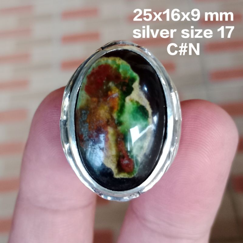 cincin perak pria, batu natural pw garut edong