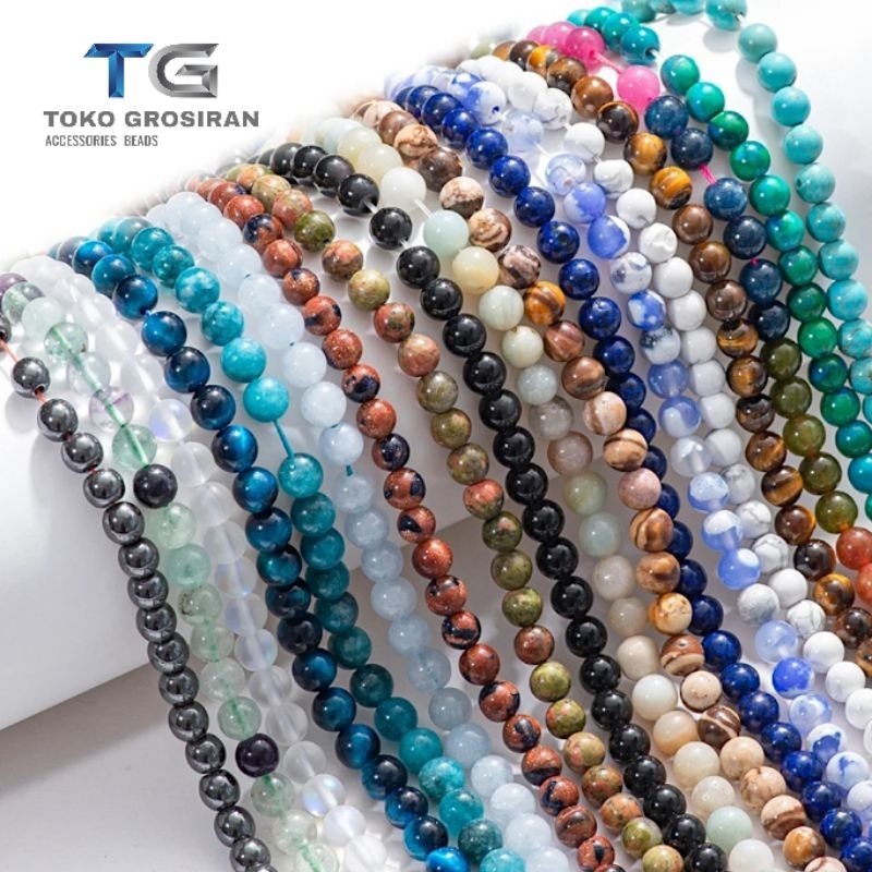 COD Grosir Manik Manik Batu alam Kuarsa Bulat Alami 8mm