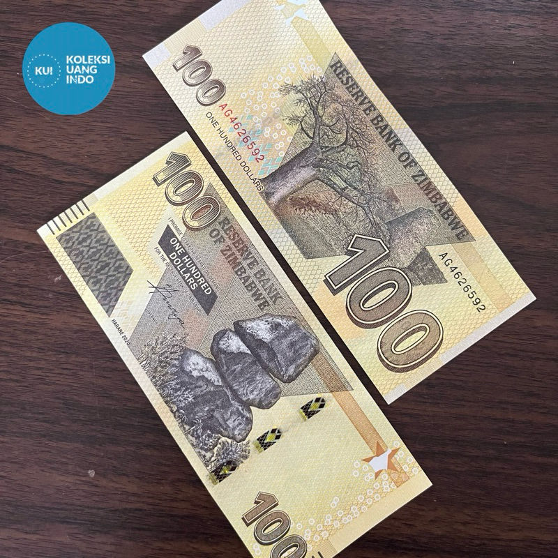Uang Asing 100 Zimbabwe Mulus