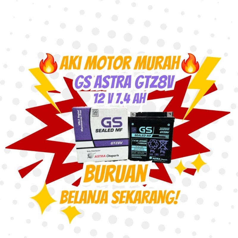 Aki Motor GS ASTRA GTZ8V ASLI ORIGINAL Aki Motor CBR 250 CBR 250RR R25 Vespa Sprint 150 KLX150