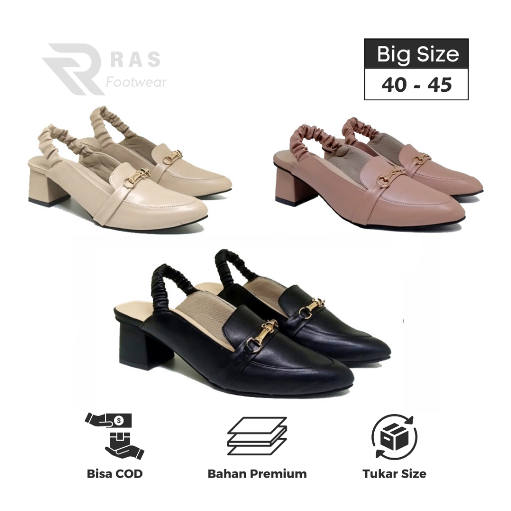 Sandal Heels Wanita Ukuran Jumbo 40-45 | Mules Shoes Big Size