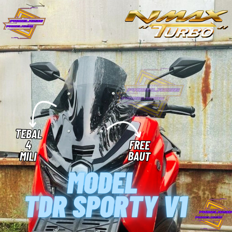 Windshield Nmax New Turbo Neo 2024 Sporty TDR V1. Visor Nmax Terbaru 155 Turbo Neo TDR Sporty V1. Vi