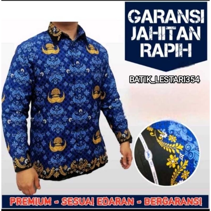 BATIK KORPRI KERAH HITAM LAPIS FURING TERBARU 2024 KORPRI PRIA DAN WANITA BAJU DINAS KORPRI TERBARU 