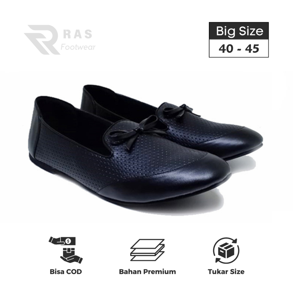 Pantofel Flat Wanita Model Pita | Sepatu Wanita Ukuran Jumbo 40 41 42 43 44 45
