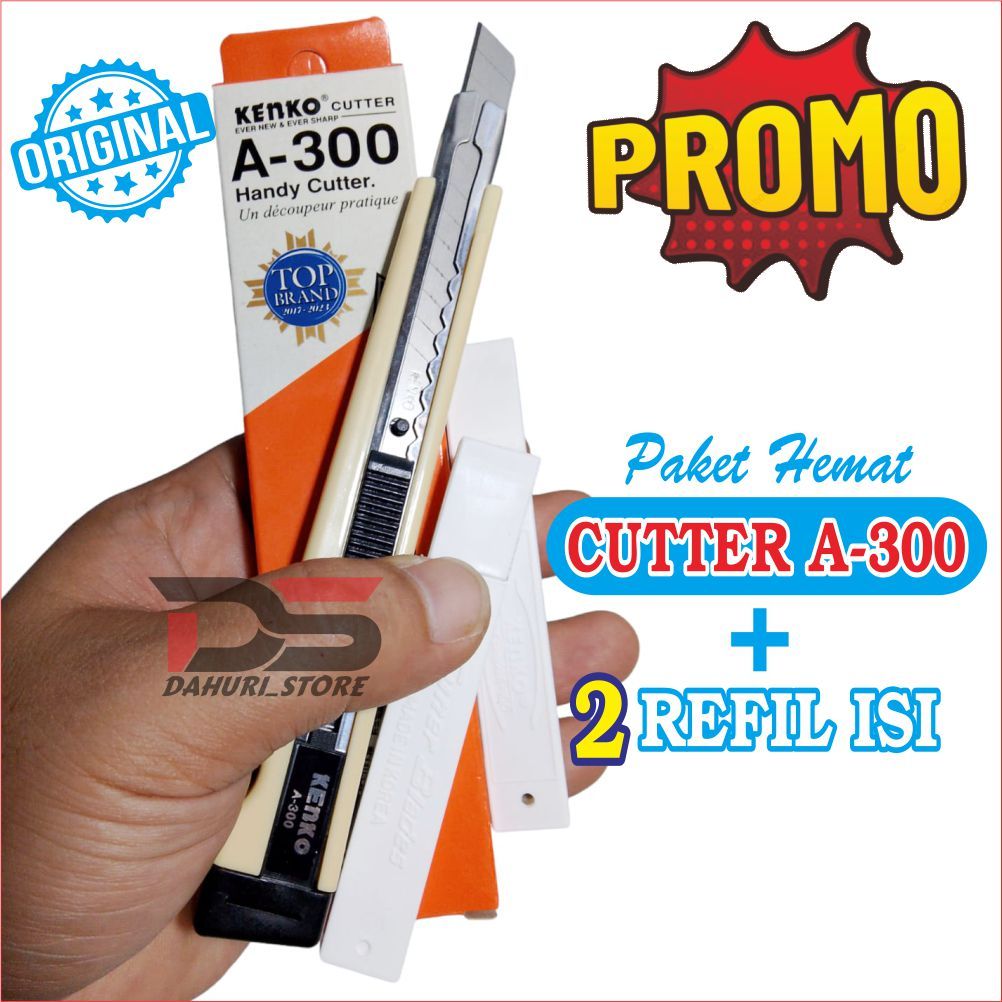 

PROMO PAKET CUTTER + 2 pak REFIL ISI KENKO CUTTER KENKO A - 300 CUTTER KECIL