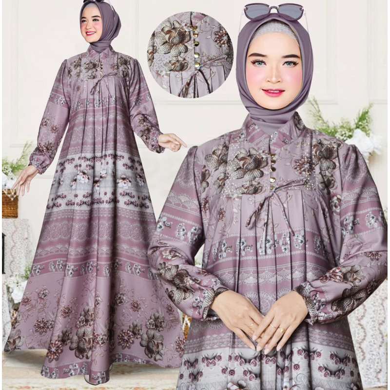 gamis kombinasi model terbaru
