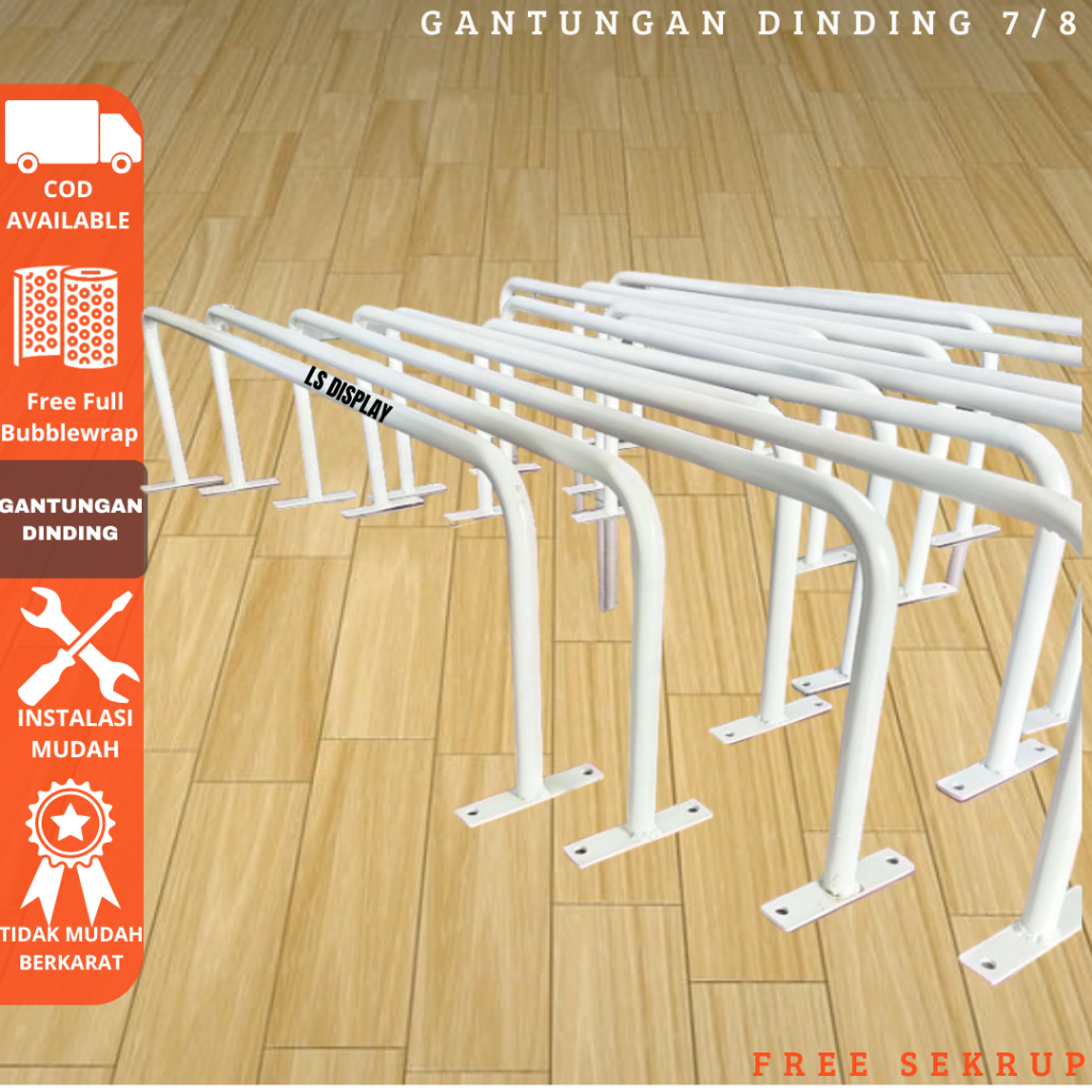 Gantungan Baju Dinding 80 cm-Gantungan Baju Tembok- Rak baju Besi Mulig Batang