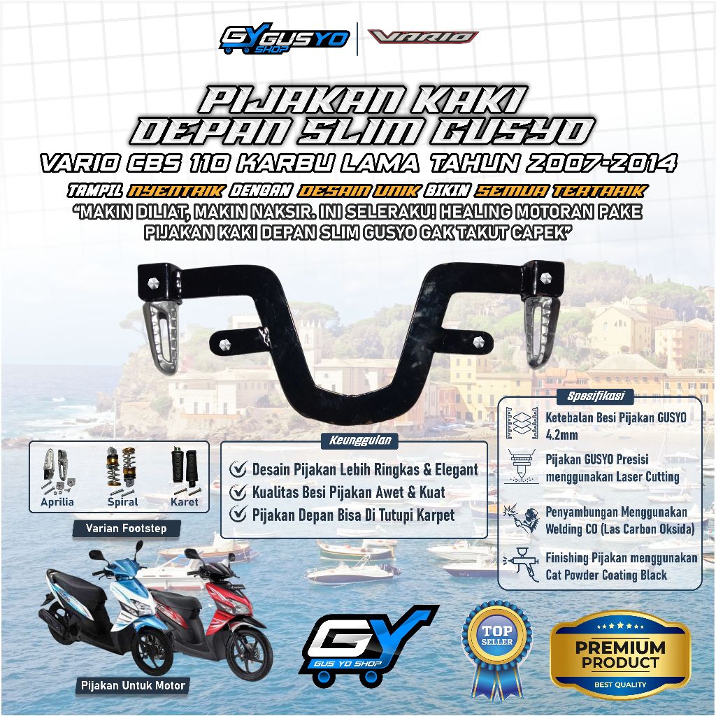 Vario 110 karbu old Pijakan kaki / Footstep / Step Motor Fullset postep slim flatbar Fullset